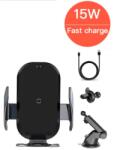 E-smartgadget Incarcator Wireless Auto, smart sensor, E-smartgadget, FAST Charge, 15W pentru Iphone, Samsung Prindere grila ventilatie+ventuza, Negru, , NEW