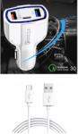 E-smartgadget Set 3buc: Incarcator Auto FAST Chargers 12V/3.5A, 7A + 2 Buc Cablu Date Micro Usb, white, 7A, NEW