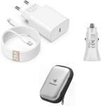 quandes Pachet, Incarcator Fast Charge compatibil 20W pentru iPhone 16, 15 pro, 16, 15 Pro Max, ipad pro-2020 Cablu de date 2m USB-C -C, 67w, Adaptor fast auto 7A/35w, Geanta de depozitare EVA