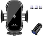 quandes Set suport auto cu incarcare wireless 15w super fast charge, Automatic sensor, universal, Samsung, iPhone, xiaomi, oppo, huavei, incarcator auto fast 18w 3.0
