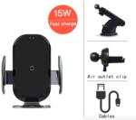 E-smartgadget Incarcator masina Wireless, FAST Charge, 10W pentru Iphone, Samsung Prindere grila ventilatie+ventuza, Universal, silver