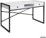 Brius Birou stil industrial, MDF melaminat, cu 2 sertare si raft, cadru metalic, 123x48x81 cm, alb (AK-26968757)