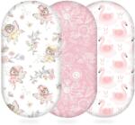 Yukkidds Moszkitó Bölcsőlepedő 3 db Spannbettlaken 81x41 cm 360° Gumis Puha Légáteresztő Mikroszálas Babágynemű Rózsaszín Tündér