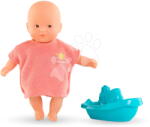 Corolle Játékbaba fürdőkádba Mini Bath Set Mon Premier Poupon Corolle barna szemekkel köntösben és csónakkal 20 cm 18 hó-tól (CO120330)