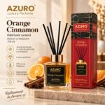 Azuro Odorizant Cameră Azuro Orange Cinnamon Luxury Perfume, Difuzor cu Bețișoare, Parfum Portocală și Scorțișoară, 100 ml