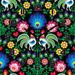 Coloray Üveg falióra Gyönyörű színes népi mintás 30x30cm (pl-zsk-30x30-TD-293)