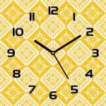 Coloray Vintage üveg falióra sárga-fehér mintás 30x30 cm (pl-zsk-30x30-TD-186)