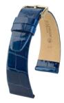 Hirsch Curea Hirsch Prestige Alligator - albastră, lucioasă - 15 mm - M - Střední délka - 14 mm - Argint + 5 ani garanție și cadou GRATUIT (P92745)