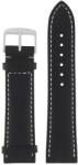 Junkers Curea din piele Junkers 22 mm - negru/cusătură albă