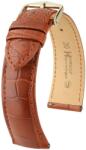 Hirsch Curea Hirsch Genuine Alligator - maro auriu, mat - 19 mm - L - Standardní délka (doporučujeme) - 18 mm - De aur + 5 ani garanție și cadou GRATUIT (P107319)
