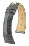 Hirsch Curea Hirsch London Alligator - gri, lucioasă - 17 mm - M - Střední délka - 14 mm - Aur roz + 5 ani garanție și cadou GRATUIT (P106618)