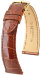Hirsch Curea Hirsch London Alligator - maro auriu, luciu - 21 mm - L - Standardní délka (doporučujeme) - 18 mm - Aur roz + 5 ani garanție și cadou GRATUIT (P109477)