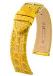 Hirsch Curea Hirsch Genuine Croco - galbenă, lucioasă - 17 mm - L - Standardní délka (doporučujeme) - 16 mm - Argint + 5 ani garanție și cadou GRATUIT (P99448)