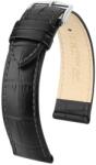Hirsch Curea Hirsch Duke (NO QR) - neagră - 18 mm - M - Střední délka - 16 mm - Argint + 5 ani garanție și cadou GRATUIT (P78558)