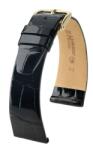 Hirsch Curea Hirsch Prestige Alligator - negru, lucios - 16 mm - L - Standardní délka (doporučujeme) - 14 mm - Aur roz + 5 ani garanție și cadou GRATUIT (P92776)