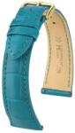 Hirsch Curea Hirsch London Alligator - turcoaz, mat - 21 mm - L - Standardní délka (doporučujeme) - 18 mm - De aur + 5 ani garanție și cadou GRATUIT (P87253)