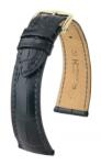 Hirsch Curea Hirsch London Alligator (NO QR) - negru, mat - 18 mm - L - Standardní délka (doporučujeme) - 16 mm - De aur + 5 ani garanție și cadou GRATUIT (P89845)