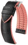 Hirsch Curea Hirsch Andy - negru-roz - 20 mm - M - Střední délka - 18 mm - Argint + 5 ani garanție și cadou GRATUIT