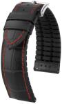 Hirsch Curea Hirsch George - neagră, cusătură roșie - 24 mm - L - Standardní délka (doporučujeme) - 22 mm - Argint + 5 ani garanție și cadou GRATUIT (P77088)