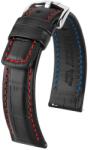 Hirsch Curea Hirsch Grand Duke - negru, cusături roșii - 18 mm - L - Standardní délka (doporučujeme) - 16 mm - Argint + 5 ani garanție și cadou GRATUIT (P77147)