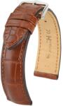 Hirsch Curea Hirsch Earl Alligator - maro auriu, mat - 24 mm - L - Standardní délka (doporučujeme) - 22 mm - Argint + 5 ani garanție și cadou GRATUIT (P76072)