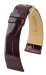 Hirsch Curea Hirsch Prestige Alligator - vișiniu, lucios - 14 mm - M - Střední délka - 12 mm - De aur + 5 ani garanție și cadou GRATUIT (P101273)