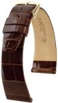 Hirsch Curea Hirsch Prestige Alligator - maro închis, lucioasă - 18 mm - L - Standardní délka (doporučujeme) - 14 mm - Argint + 5 ani garanție și cadou GRATUIT (P90006)