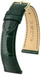 Hirsch Curea Hirsch London Alligator - verde închis, lucioasă - 20 mm - M - Střední délka - 16 mm - Argint + 5 ani garanție și cadou GRATUIT (P101995)