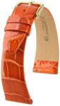 Hirsch Curea Hirsch Prestige Alligator - portocaliu, lucios - 18 mm - L - Standardní délka (doporučujeme) - 14 mm - Aur roz + 5 ani garanție și cadou GRATUIT (P92728)