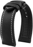 Helveti Curea din cauciuc cu cataramă fluture neagră - cusături negre/albe - 24 mm + 5 ani garanție și cadou GRATUIT