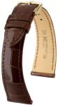Hirsch Curea Hirsch London Alligator - maro închis, lucioasă - 17 mm - L - Standardní délka (doporučujeme) - 16 mm - Aur roz + 5 ani garanție și cadou GRATUIT (P109559)