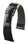 Hirsch Curea Hirsch Prestige Crocodile - negru - 16 mm - L - Standardní délka (doporučujeme) - 14 mm - De aur + 5 ani garanție și cadou GRATUIT (P83770)