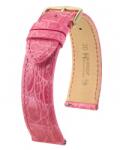 Hirsch Curea Hirsch Genuine Croco - roz închis, lucioasă - 13 mm - M - Střední délka - 12 mm - Argint + 5 ani garanție și cadou GRATUIT (P100580)