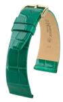 Hirsch Curea Hirsch Prestige Alligator - verde, lucioasă - 15 mm - M - Střední délka - 14 mm - Aur roz + 5 ani garanție și cadou GRATUIT (P92638)