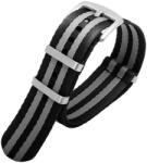 Helveti Curea NATO Sports cu dungi, negru-gri 22 mm - 22 mm + 5 ani garanție și cadou GRATUIT
