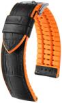 Hirsch Curea Hirsch Andy - negru-portocaliu - 22 mm - L - Standardní délka (doporučujeme) - 20 mm - Argint + 5 ani garanție și cadou GRATUIT (P77122)