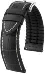 Hirsch Curea Hirsch George - negru, cusături albe - 24 mm - L - Standardní délka (doporučujeme) - 22 mm - Argint + 5 ani garanție și cadou GRATUIT (P77085)
