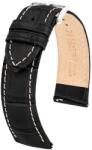 Hirsch Curea Hirsch Duke - neagră, cu cusături albe - 22 mm - M - Střední délka - 20 mm - Argint + 5 ani garanție și cadou GRATUIT (P134505)