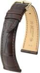 Hirsch Curea Hirsch London Alligator - maro închis, mat - 18 mm - L - Standardní délka (doporučujeme) - 14 mm - De aur + 5 ani garanție și cadou GRATUIT (P87388)
