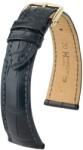 Hirsch Curea Hirsch London Alligator - negru, mat - 22 mm - L - Standardní délka (doporučujeme) - 20 mm - De aur + 5 ani garanție și cadou GRATUIT (P80951)