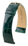 Hirsch Curea Hirsch Prestige Alligator - verde închis, lucioasă - 16 mm - L - Standardní délka (doporučujeme) - 14 mm - Aur roz + 5 ani garanție și cadou GRATUIT (P92668)
