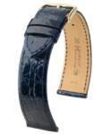 Hirsch Curea Hirsch Genuine Croco - albastru închis, lucios - 14 mm - M - Střední délka - 12 mm - Argint + 5 ani garanție și cadou GRATUIT (P99622)