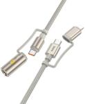 hoco. Cablul de încărcare HOCO U138 pentru iPhone 14 Plus / 14 Pro Max 2-în-1 USB/Type-C - Lightning/priză de brichetă, 120 cm, GRI DESCHIS (U138 LIGHTNING BLACK)
