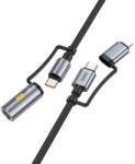 hoco. Cablul de încărcare HOCO U138 pentru iPhone 14 Plus / 14 Pro Max / 14 Pro, 2-în-1 USB/Type-C - Lightning/priză pentru brichetă, 120 cm, NEGRU (U138 LIGHTNING GREY)
