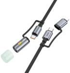 hoco. Cablul de încărcare HOCO U138 pentru iPhone 14 Plus / 14 Pro Max / 14 Pro, 2-în-1 USB/Type-C - Lightning/LED, 120 cm, NEGRU (U138 LIGHTNING LED BLACK)