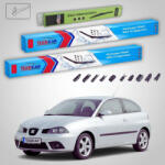 TeamCar Ștergătoare Seat Ibiza 6L1 2001-2006 | Set Față și Spate Flat - TeamCar® (TC-IBIZA6L1HOOK530475330FU)