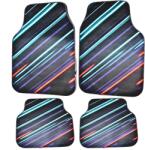 DECOMAT Covorașe auto universale DECOMAT - set 4 bucăți lavabile, antiderapante, cu design futurist „Neon Stripes (Decomat-apf-ww2-55h-a1z9g)