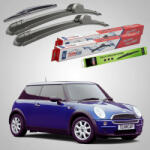 TeamCar Ștergătoare Mini One R50 R53 2001-2004 | Set Față și Spate Flat - TeamCar® (TC-MINIONEFL50R53HOOK450450280F)