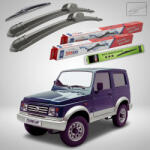 TeamCar Ștergătoare Suzuki Samurai SJ 1987-2004 | Van/Hardtop | Set Față și Spate Flat - TeamCar® (TC-SUZSAMURAISJ8704300300300VF)