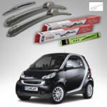 TeamCar Ștergătoare Smart Fortwo Coupe 451 2007-2015 | Set Față și Spate Flat - TeamCar® (ST451CP600550220F)